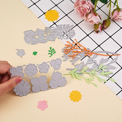 3Pcs 3 Style Leaf & Flower Frame Carbon Steel Cutting Dies Stencils DIY-SZ0004-18-1