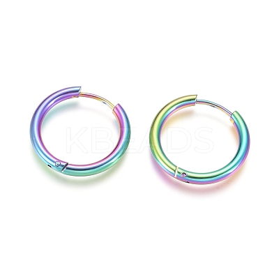 Ion Plating(IP) 304 Stainless Steel Huggie Hoop Earrings EJEW-F111B-21mm-Y-1