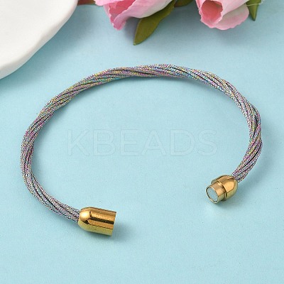 304 Stainless Steel with Polyester Metallic Cord Bracelets for Women BJEW-Z145-01G-28-1