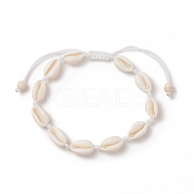 Natural Cowrie Shell Braided Beaded Anklets AJEW-AN00516-01-1