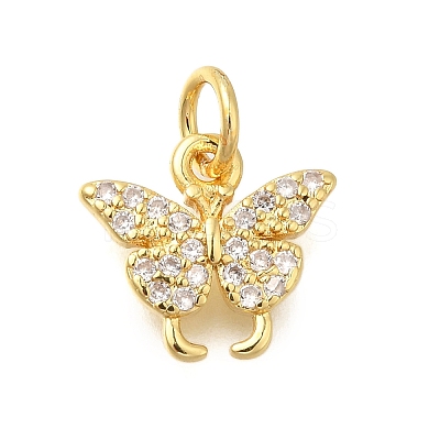 Rack Plating Brass Micro Pave Cubic Zirconia Charms KK-I716-05G-1