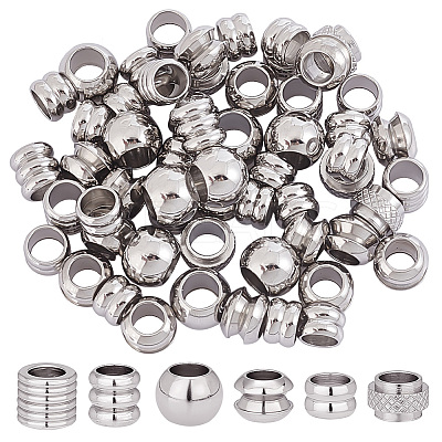 100Pcs 6 Style 201 Stainless Steel European Beads Sets STAS-PH0005-43-1