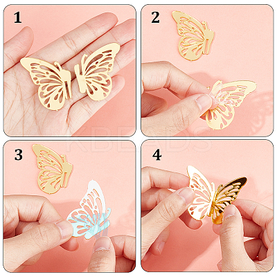 12Pcs 6 Styles Acrylic Mirror Butterfly Cupcake Toppers FIND-CN0001-44-1