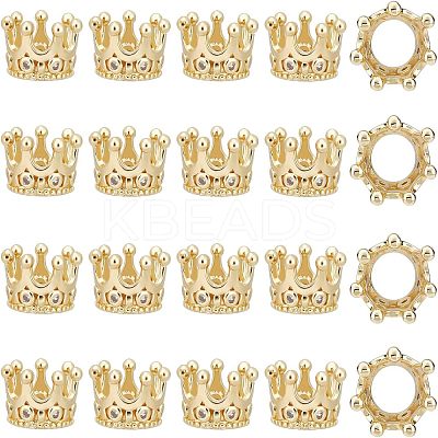 20Pcs Brass Micro Pave Clear Cubic Zirconia European Beads FIND-FH0004-04-1