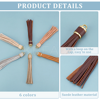 12Pcs 6 Colors Imitation Leather Tassel Big Pendants Decorations FIND-PH0024-17-1