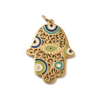 Ion Plating(IP) 304 Stainless Steel Enamel Pendants STAS-P340-07G-1