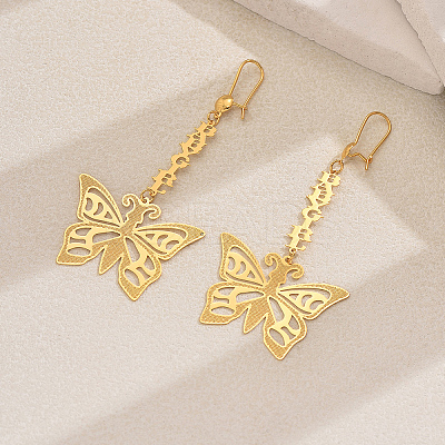 Elegant French Style Brass Hollow Butterfly Tassel Hoop Earrings JT4875-1