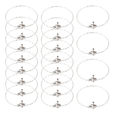 Brass Heart Link Chain Bracelets BJEW-TAC0027-1