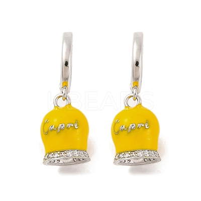 Bell Brass & Enamel Hoop Earrings for Women EJEW-U015-25P-1