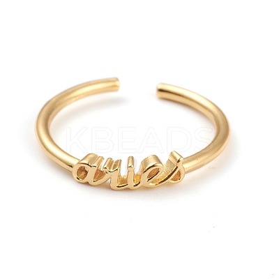 Constellation/Zodiac Sign Brass Cuff Rings RJEW-O042-06G-A-1