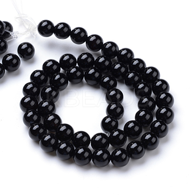 Natural Dyed & Heated Black Onyx Round Bead Strands X-G-T055-4mm-10-1