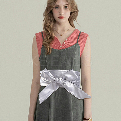 Bowknot PU Leather Wrap Around Waist Bands AJEW-WH20033-042J-1
