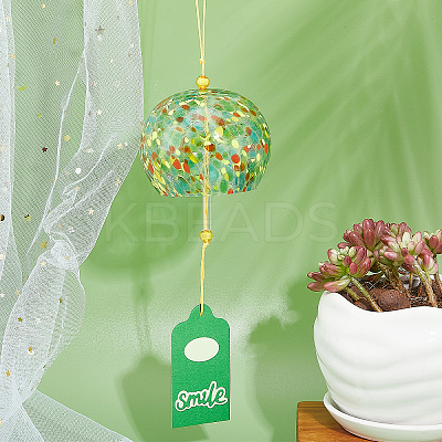 Japanese Glass Polka Dot Half Round Wind Chimes HJEW-WH0069-22B-1