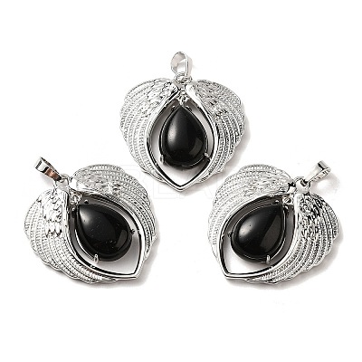 Natural Obsidian Teardrop Pendants KK-K331-02P-05-1