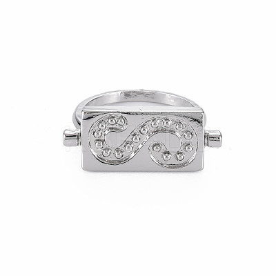 Rectangle with Letter S Rack Plating Alloy Wide Band Rings RJEW-Q163-008B-RS-1