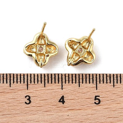Brass with Cubic Zirconia Stud Earring Findings KK-B087-11G-1