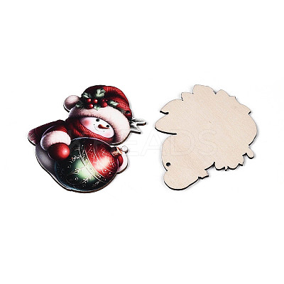 12Pcs Christmas UV Single Face Printed Wood Pendant Decorations WOOD-N020-25-1
