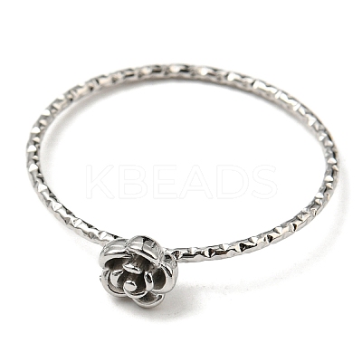 Non-Tarnish 304 Stainless Steel Rose Flower Finger Ring X-RJEW-P090-01P-1