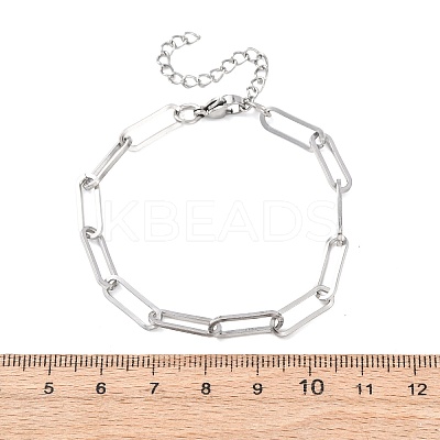 304 Stainless Steel Paperclip Chain Bracelets for Women BJEW-G775-01P-1