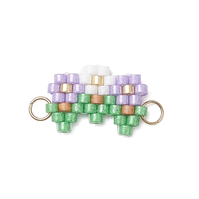 Glass Seed Beaded Connector Charms PALLOY-MZ01210-1