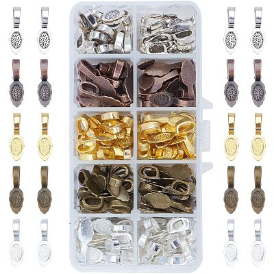 Tibetan Style Alloy Glue-on Flat Pad Bails TIBEB-PH0004-12-1