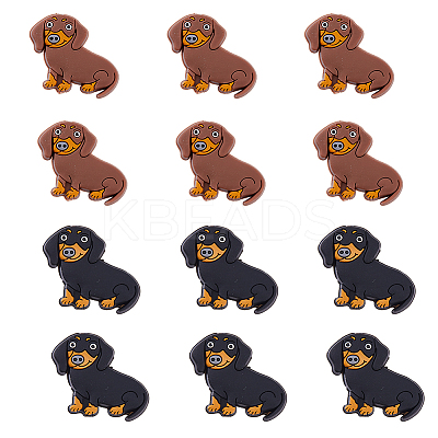 12Pcs 2 Colors Dog Food Grade Eco-Friendly Silicone Focal Beads FIND-DC0005-16-1