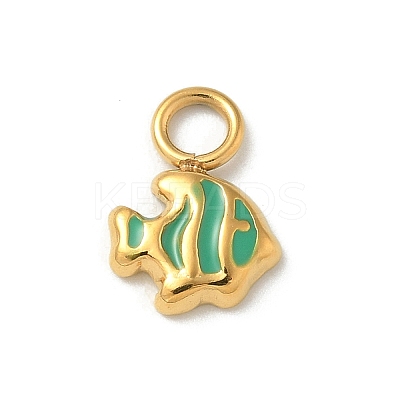 Ion Plating(IP) 304 Stainless Steel Enamel Charms STAS-G351-05G-02-1