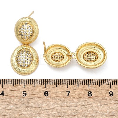 Brass Micro Pave Clear Cubic Zirconia Stud Earrings EJEW-H154-10B-G-1