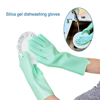 Silicone Dishwashing Gloves AJEW-TA0016-04A-1