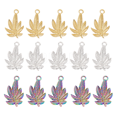 15Pcs 3 Colors 304 Stainless Steel Pendants STAS-CA0001-74-1