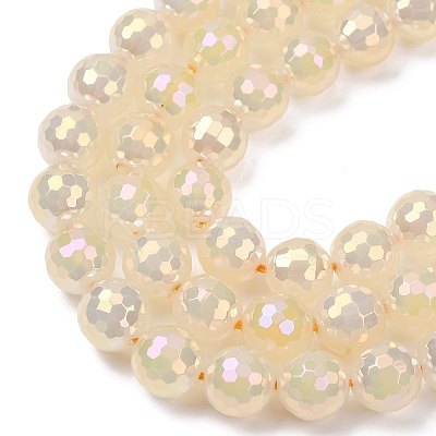 Electroplated Natural Agate Beads Strands G-B191-A07-10mm-02-1