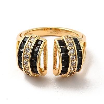 Cubic Zirconia Arch Open Cuff Ring RJEW-C041-02G-01-1