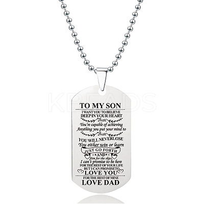 201 Stainless Steel To My Son Dog Tag Pendant Ball Chain Necklaces FS-WG527E6-19-1