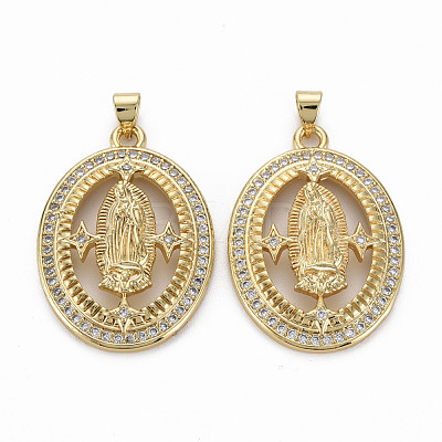 Brass Micro Pave Clear Cubic Zirconia Pendants ZIRC-Q200-048-NF-1