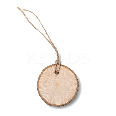 Flat Round Wood Big Pendant Decorations WOOD-F010-02-1