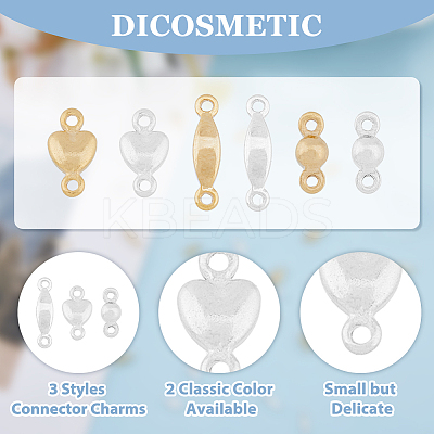 60Pcs 6 Styles Brass Connector Charms KK-HY0001-94-1