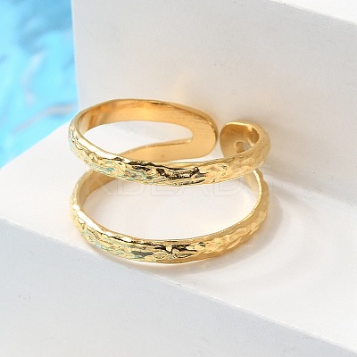 Ion Plating(IP) 304 Stainless Steel Double Line Open Cuff Ring for Women X-RJEW-S405-200G-1