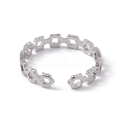 Non-Tarnish 201 Stainless Steel Ring Hollow Out Square Open Cuff Ring for Women RJEW-C045-11P-1