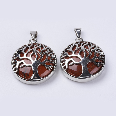 Natural Red Jasper Pendants G-P350-D07-1