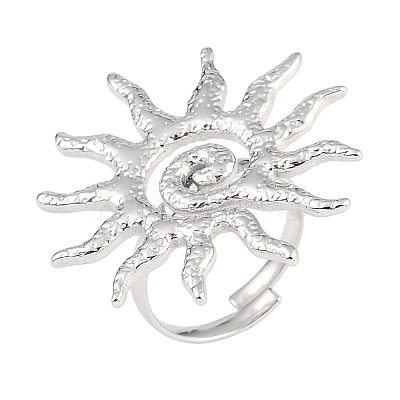 Non-Tarnish Textured Sun 304 Stainless Steel Adjustable Rings for Women RJEW-H231-01P-1