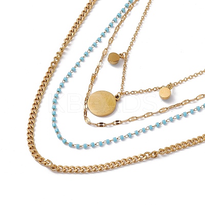 Synthetic Turquoise Sun Pendant Multi Layered Necklace with Plastic Beaded NJEW-P269-18B-G-1