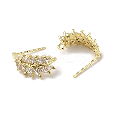 Brass Micro Pave Cubic Zirconia Ear Wire Findings KK-K371-08G-1