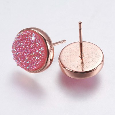 Druzy Resin Earrings KK-E724-S-02RG-1