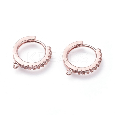 Brass Micro Pave Cubic Zirconia Huggie Hoop Earring Findings ZIRC-G156-07RG-1