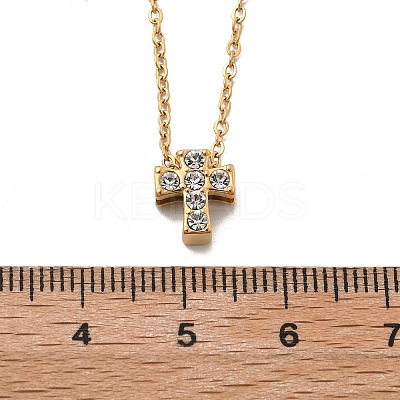 304 Stainless Steel Crystal Rhinestone Pendant Cable Chain Necklaces for Women LS-NJEW-C062-01D-G-1