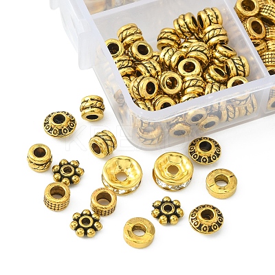 285Pcs 6 Style Iron Rhinestone & Tibetan Style Alloy Spacer Beads DIY-FS0004-08-1