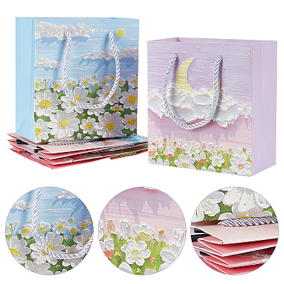 24Pcs 4 Styles Paper Gift Bags with Polyester Handles CARB-NB0001-13-1