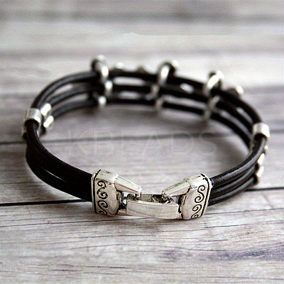Alloy & Waxed Cord BBracelets for Women FS-WG70219-01-1