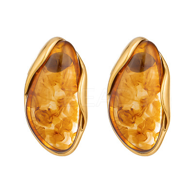 304 Stainless Steel Resin Teardrop Stud Earrings for Women RA7191-1-1