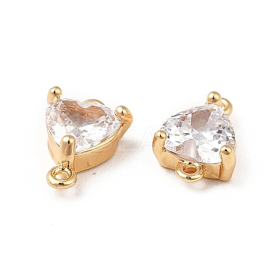 Brass Clear Glass Connector Charms KK-M233-37G-1